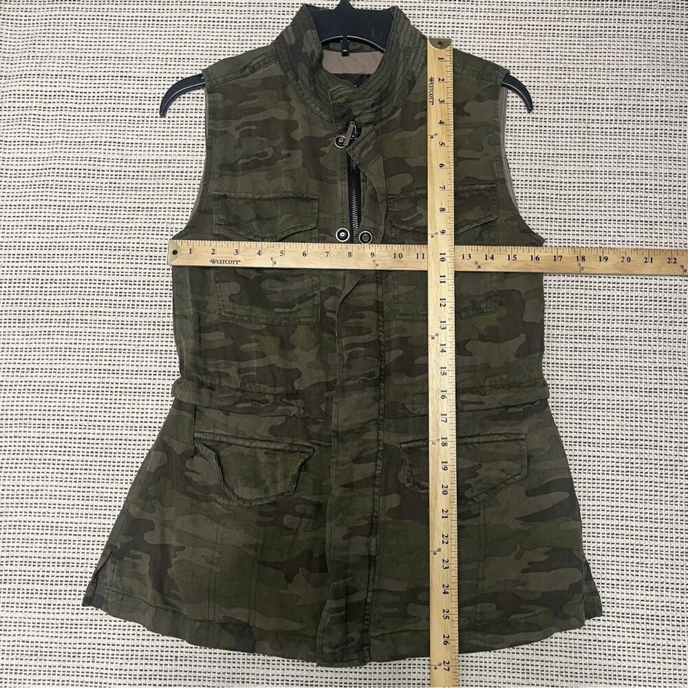 Sanctuary Green Camo Courier Military Cargo Vest Jacket Linen Blend Top Small - Picture 9 of 9